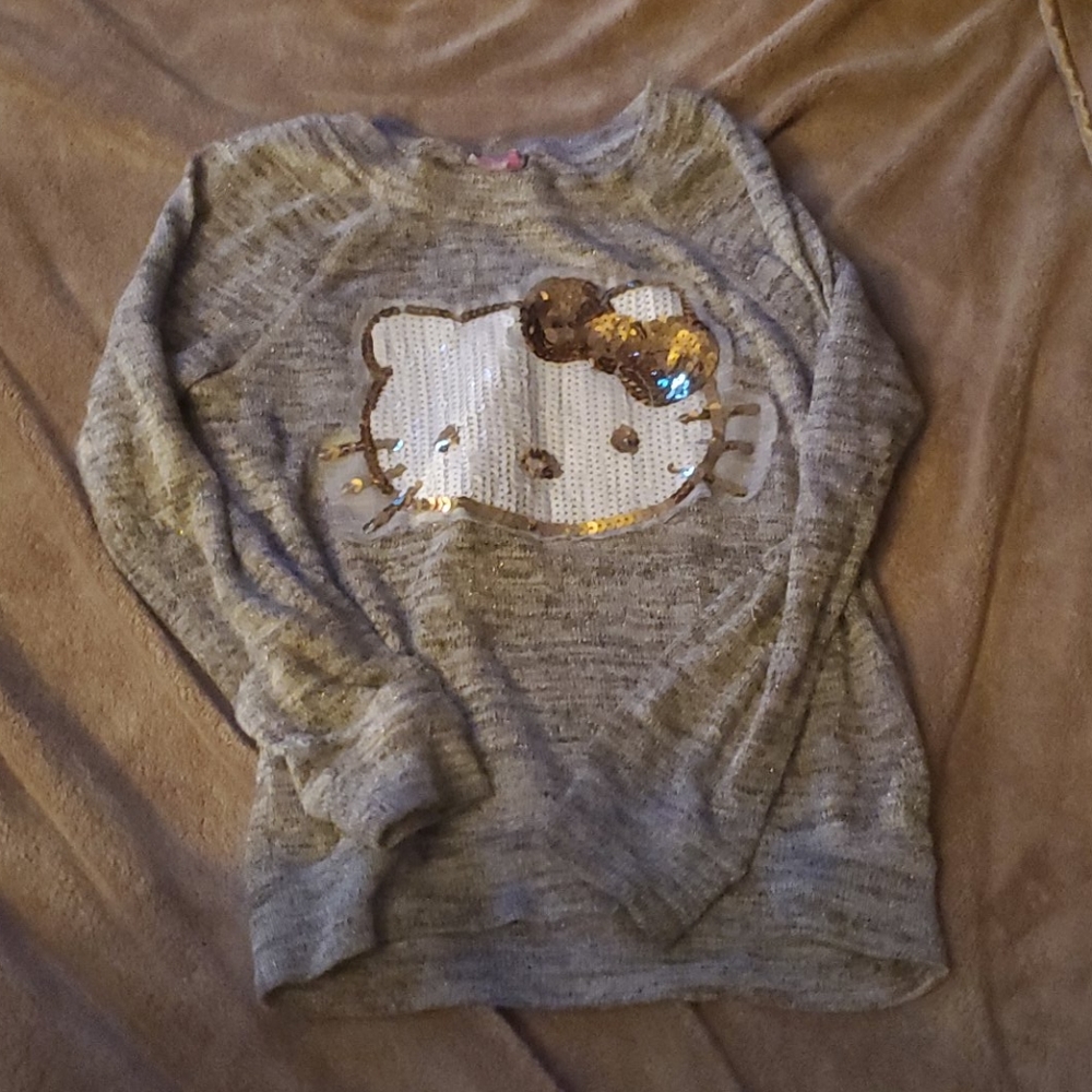 Gray and gold glitter girls sweater